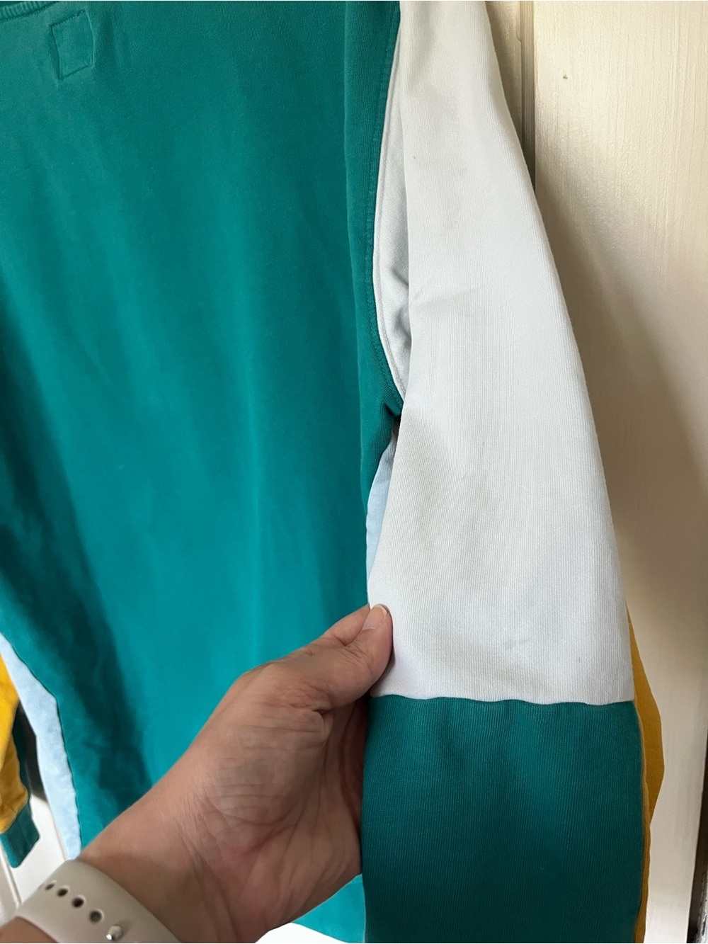 Vans Colorblock Crewneck Sweatshirt | Teal Blue Mustard | Unisex - Picture 12 of 13